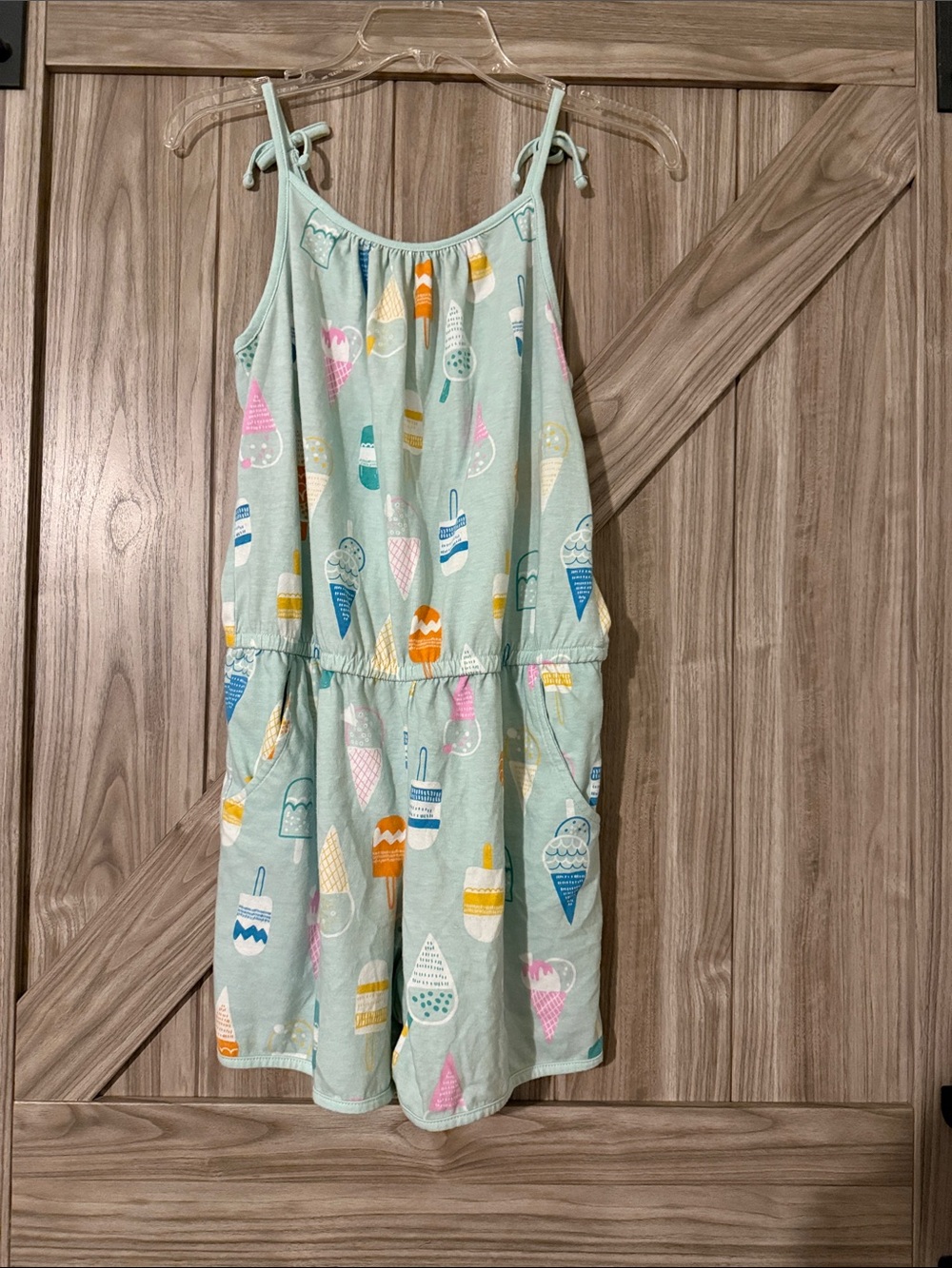 Cat & Jack Mint Ice Cream Print Tie-Shoulder Romper